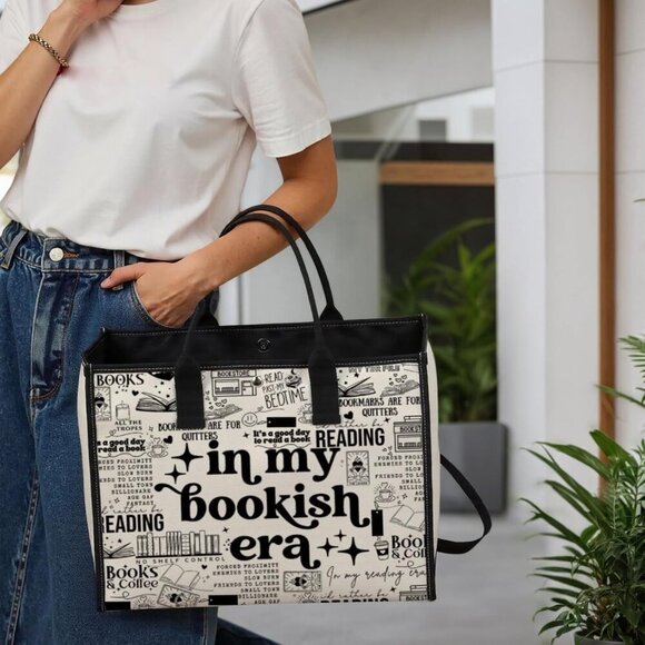 Bookish Canvas Tote Bag Reading Lover Gift Bookworm Shopper - Picture 5 of 7